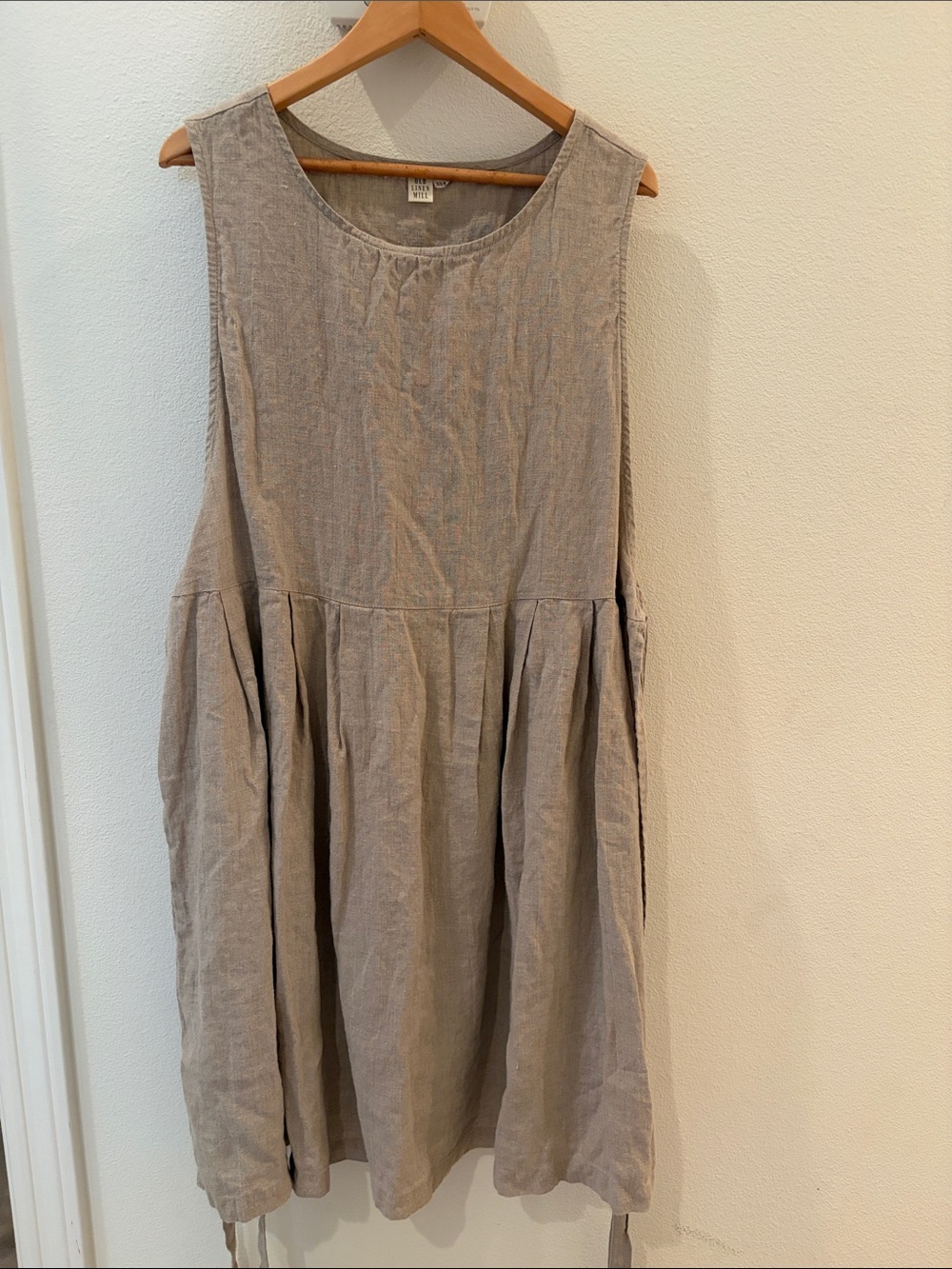 Old Linen Mill Natural Pinafore Apron Dress 100% linen